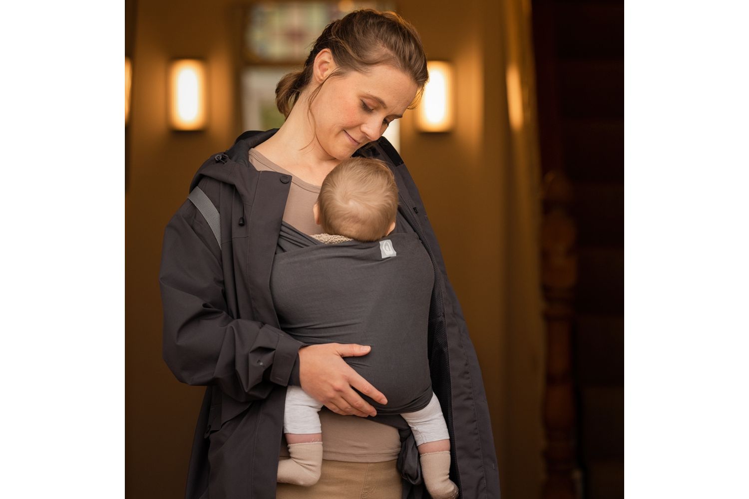 Stretchy Baby Wrap Organic Cotton Graphite-7