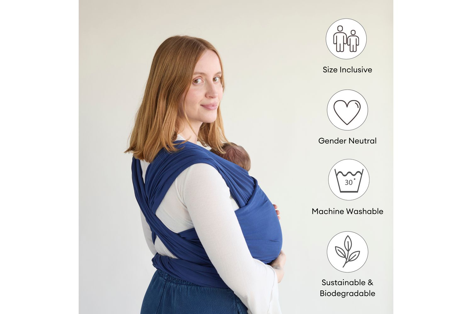 Stretchy Baby Wrap Organic Cotton Midnight Tide-6