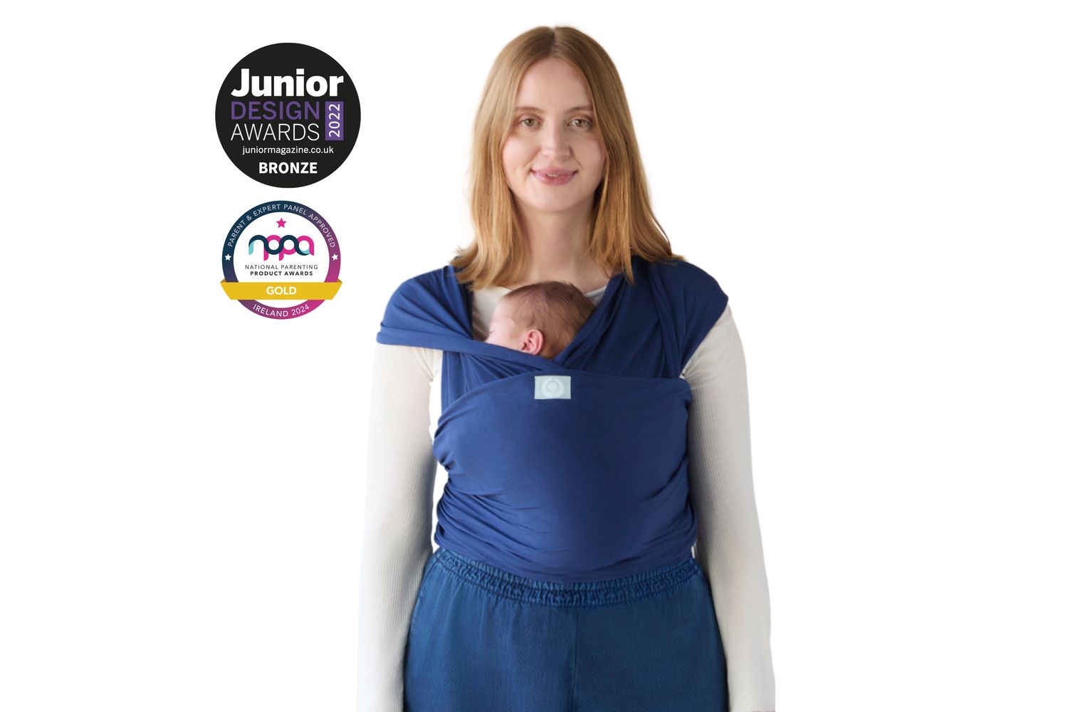 Stretchy Baby Wrap Organic Cotton Midnight Tide-7
