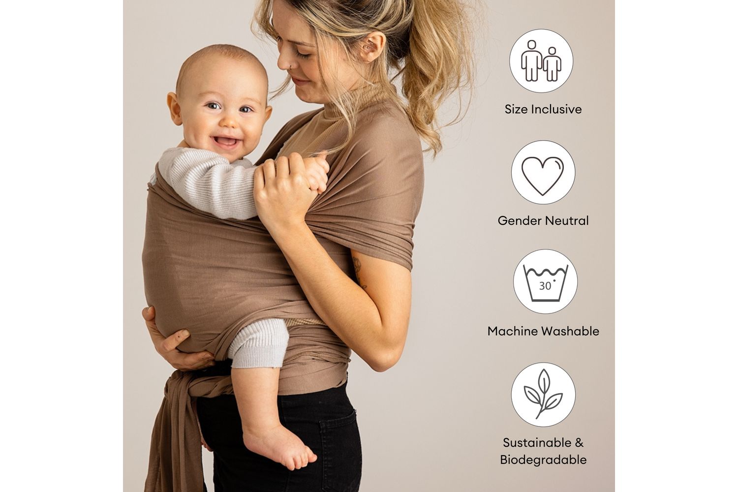Stretchy Baby Wrap Organic Cotton Nutmeg-4