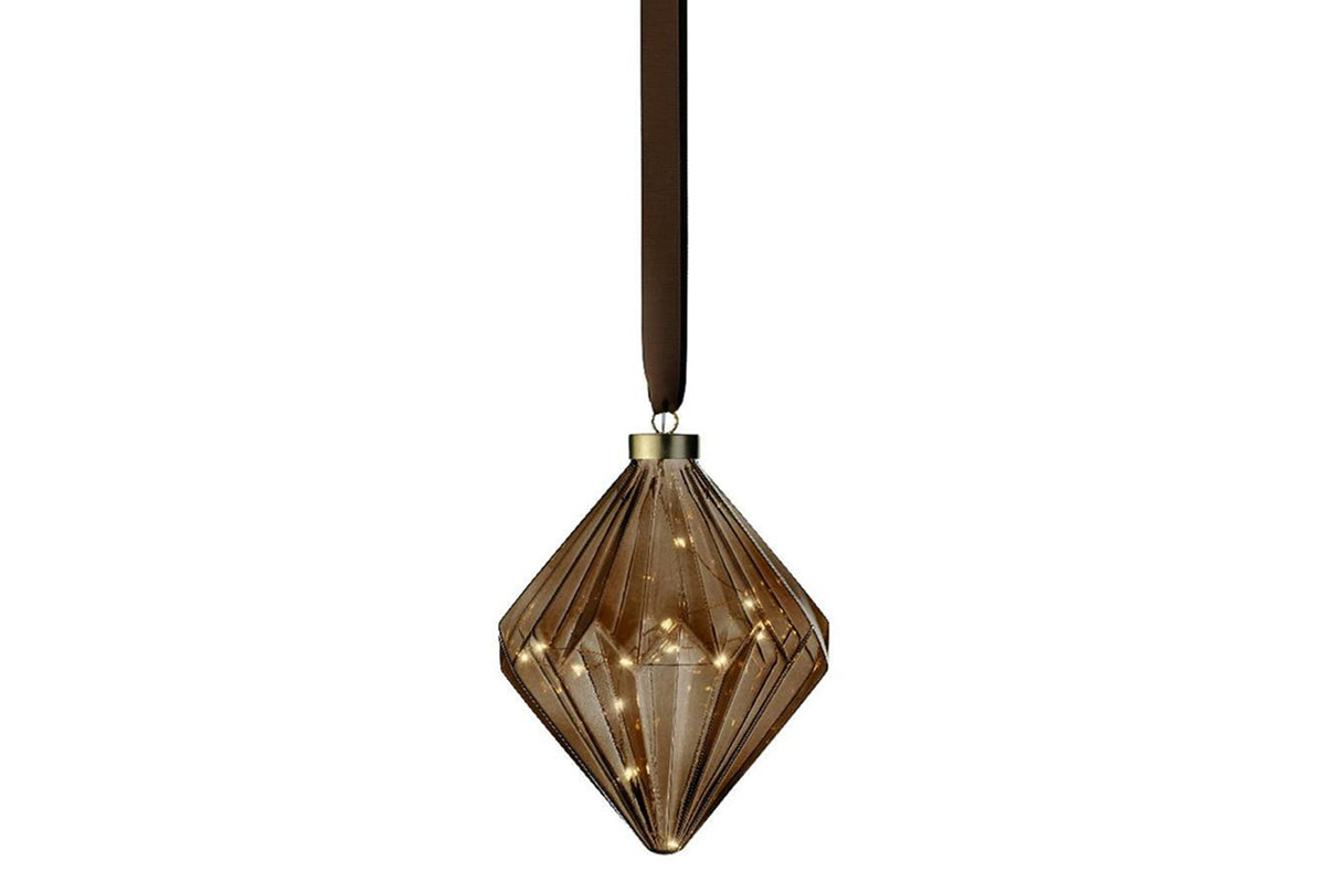 Christmas Decoration | Micro LED Diamond | Brown/Warm White | 16cm