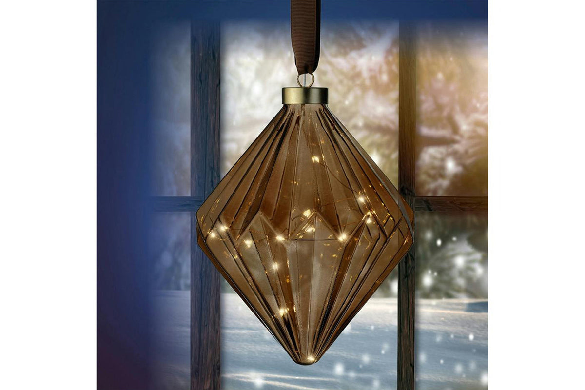 Christmas Decoration | Micro LED Diamond | Brown/Warm White | 16cm-2