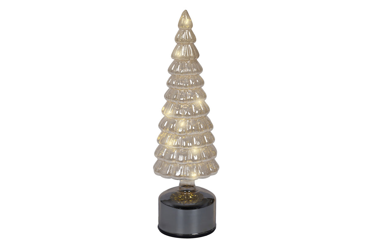 Micro LED Rotate Glass Christmas Tree | Amber | 34 cm