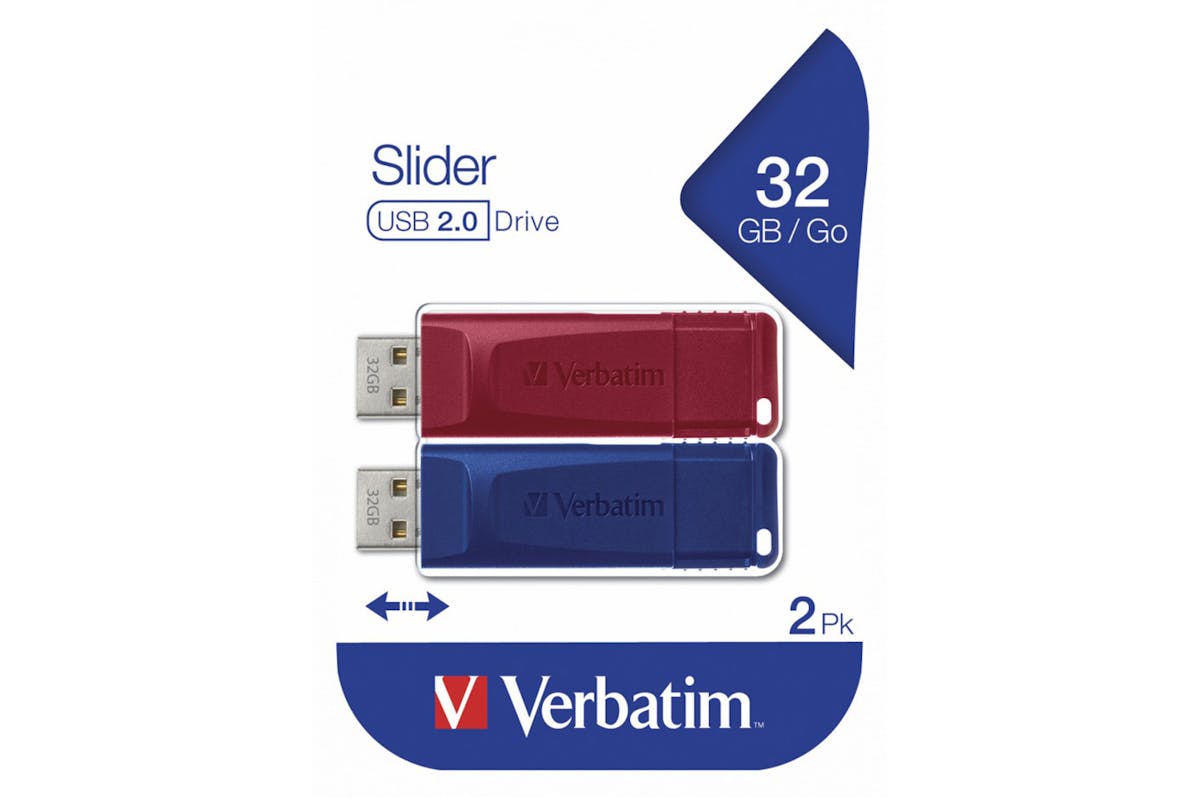 Verbatim 3 Pack Slider USB Drive | 32GB | Red/Blue-4