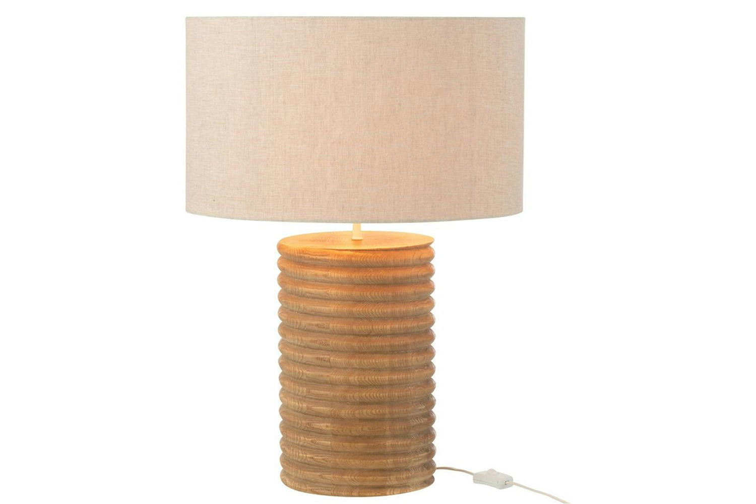 Wooden Threaded Table Lamp | Brown/Beige