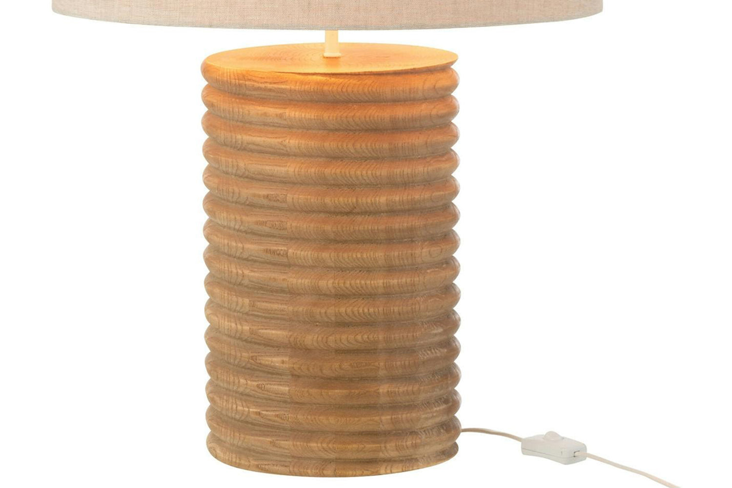 Wooden Threaded Table Lamp | Brown/Beige-4