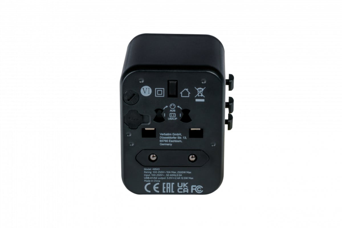 Verbatim Universal Travel Adapter Plug with 2 x USB-A Ports-3