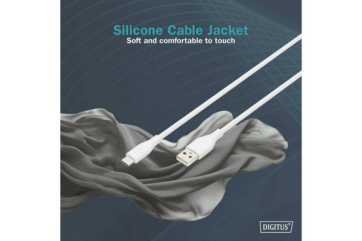 Digitus USB-C to USB-A Silicone Connection Cable  | 1m | White-10