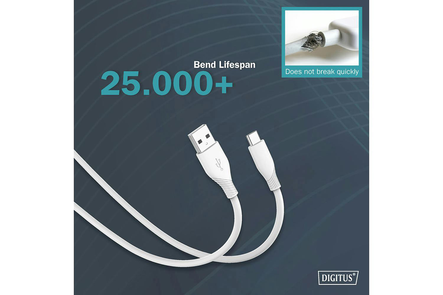 Digitus USB-C to USB-A Silicone Connection Cable  | 1m | White-11