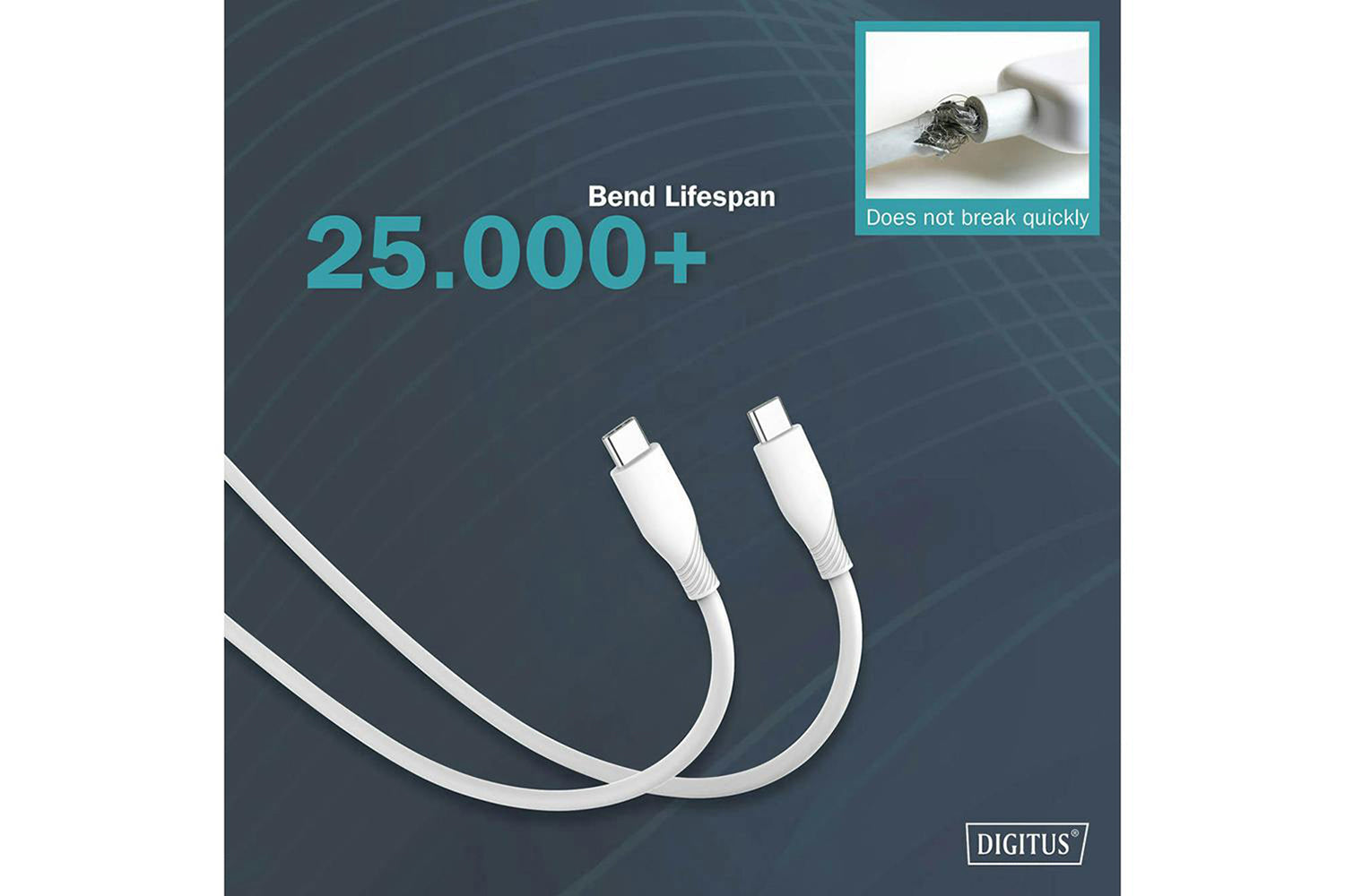 Digitus USB-C to USB-C Silicone Connection Cable  | 1m | White-11
