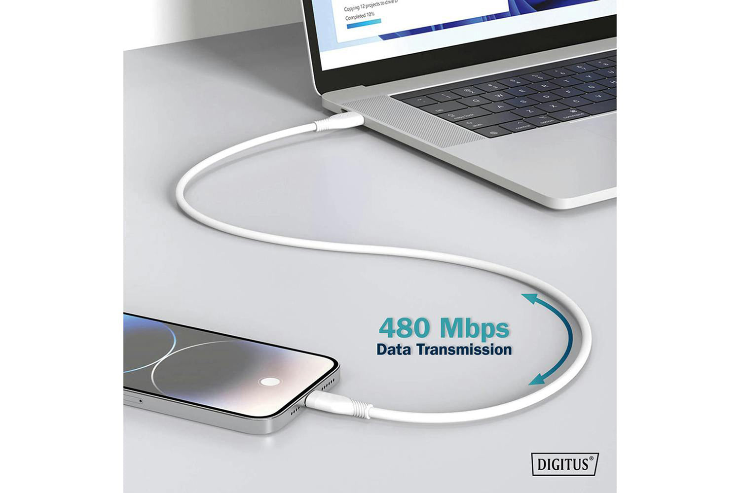 Digitus USB-C to USB-C Silicone Connection Cable  | 1m | White-7