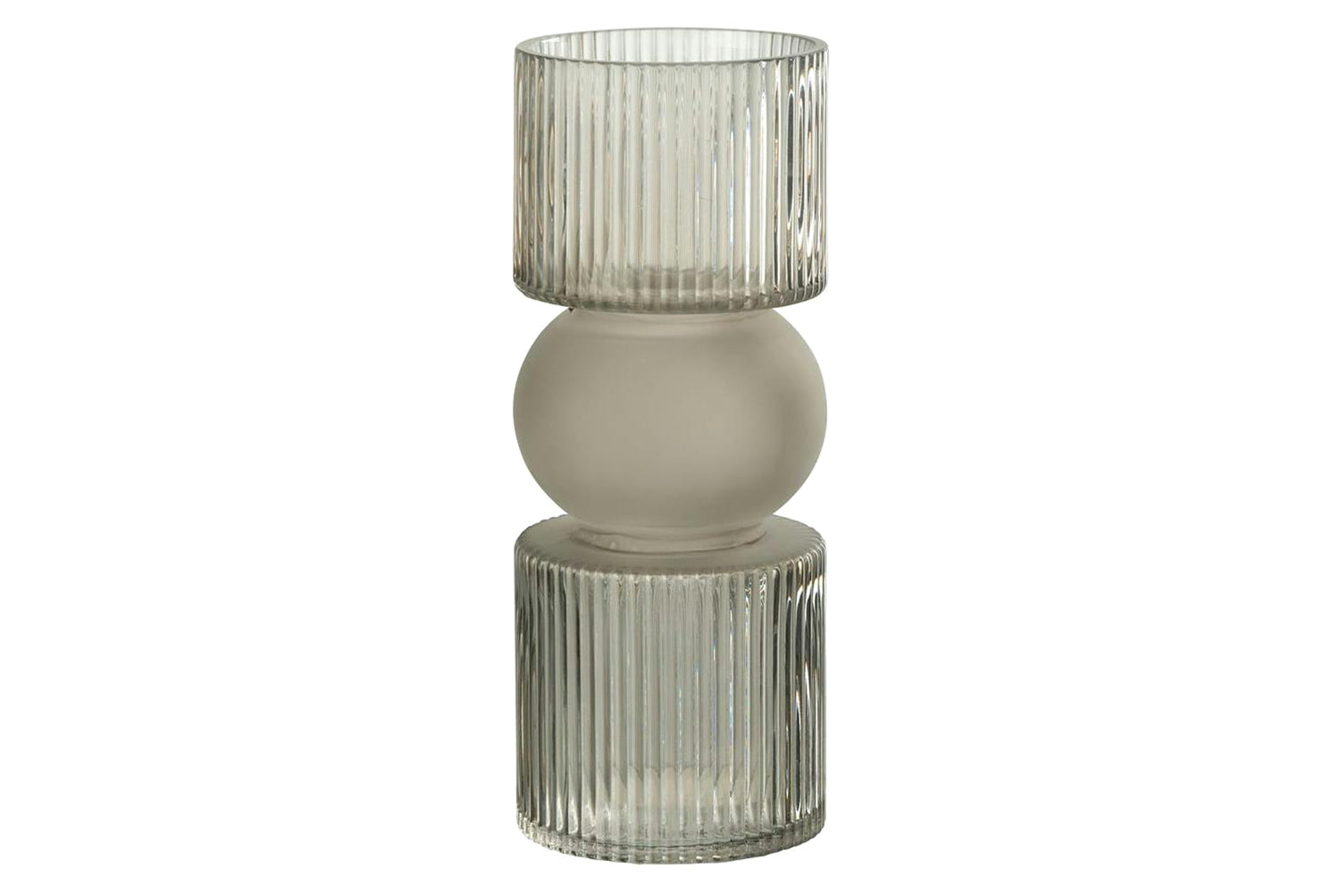 Glass Vase Candle Holder | Grey | Small