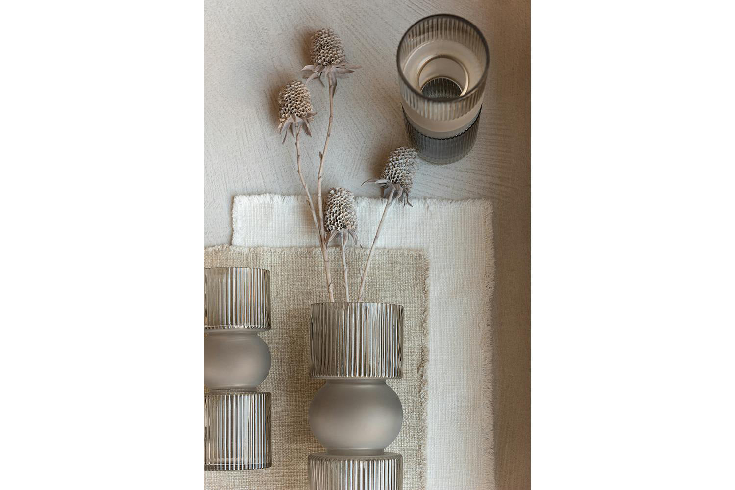 Glass Vase Candle Holder | Grey | Small-2