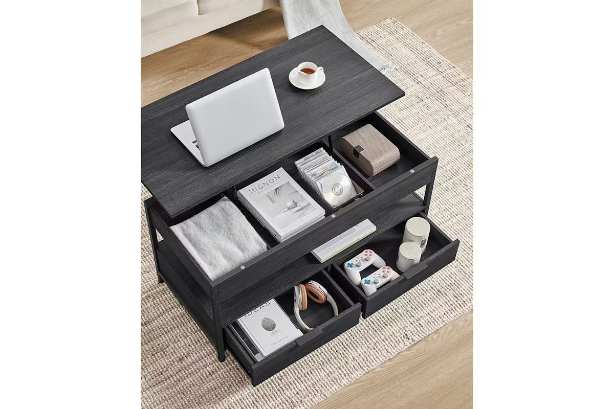Vasagle Coffee Table with Storage Drawers | ‎Charcoal Grey/Ink Black [Ex-Display - DC250587-000063]-4