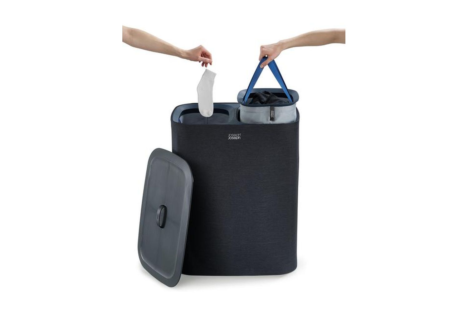 Joseph Joseph | 50004 | Tota 90l Laundry Basket (carbon Black) Â– Dual Bag, Stylish Modern, Durable & Highly Functional