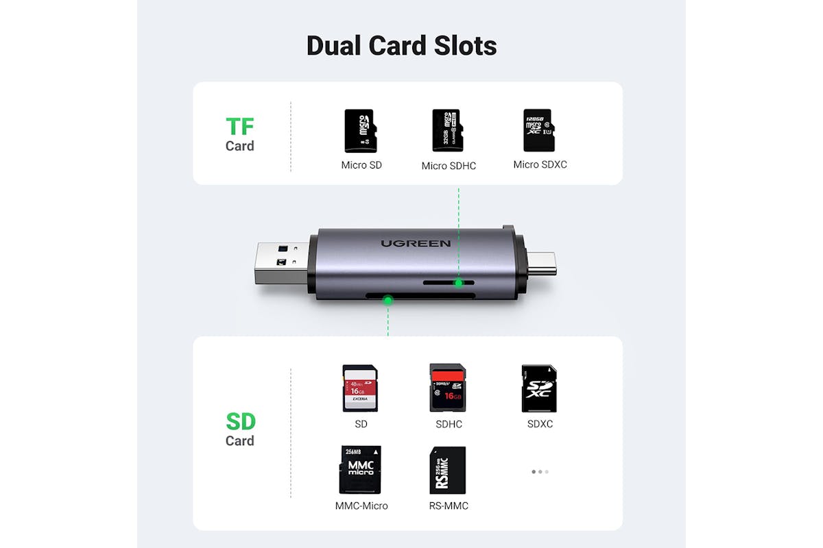 UGREEN 2-in-1 USB-C SD Card Reader Adapter | Deep Grey-6