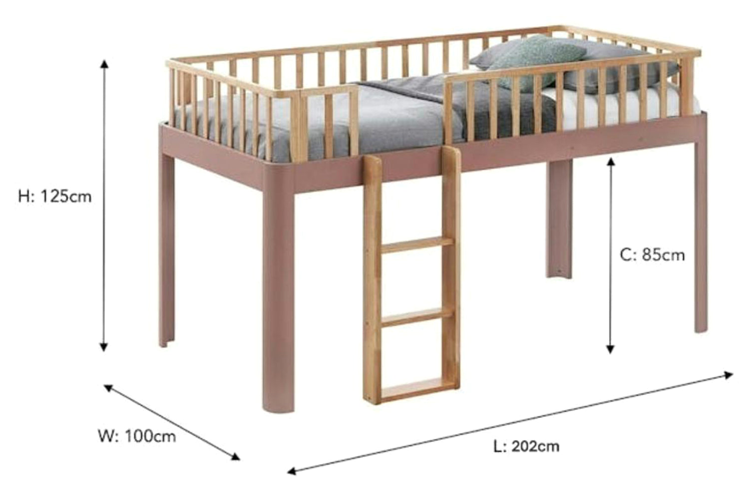 Poppy Loft Bed | Raspberry-3