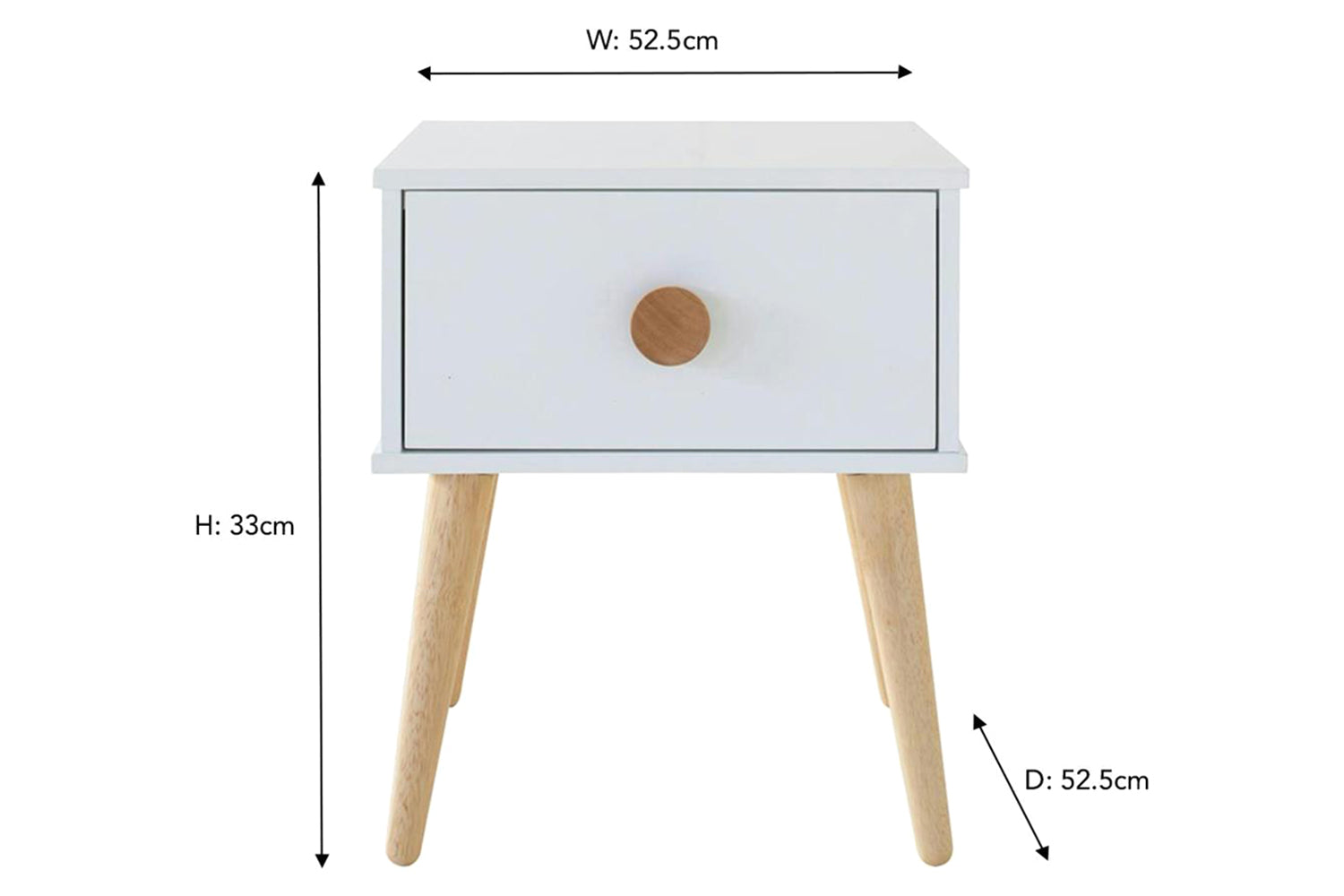 Poppy Bedside Table | 1 Drawer | White-4
