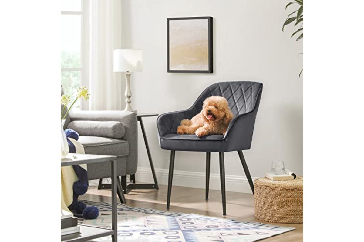 Songmics Carver Dining Chairs | Velvet | Grey | Set of 4-2