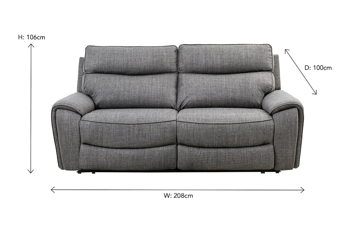 Mila 3 Seater Sofa | Power Recliner | Grey-2