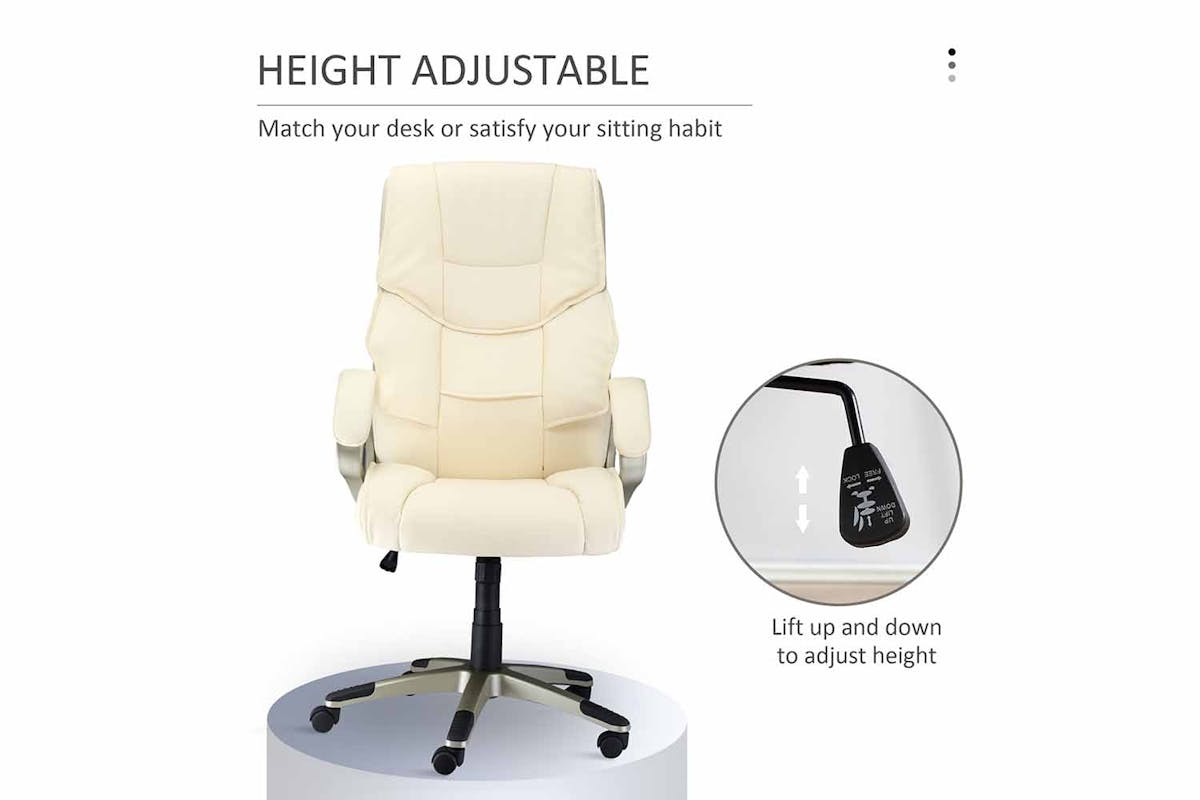Homcom Height Adjustable Office Chair with Gold Effect | Cream-3