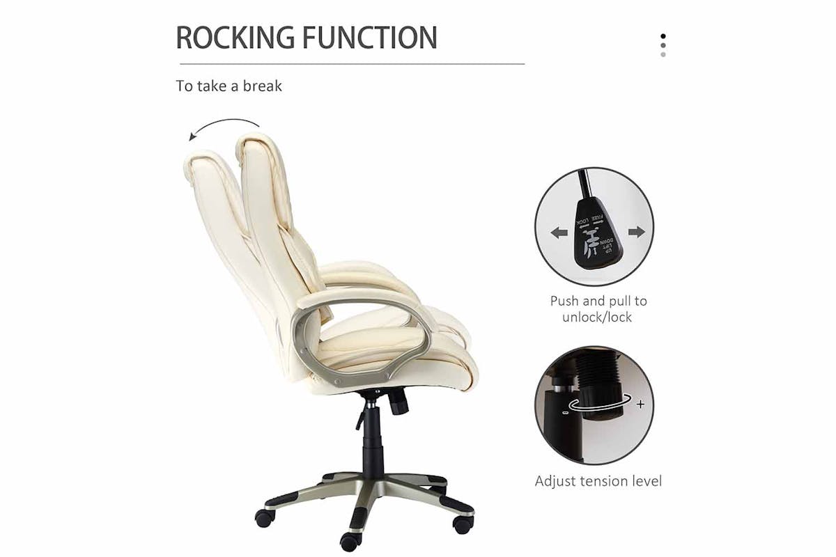 Homcom Height Adjustable Office Chair with Gold Effect | Cream-4