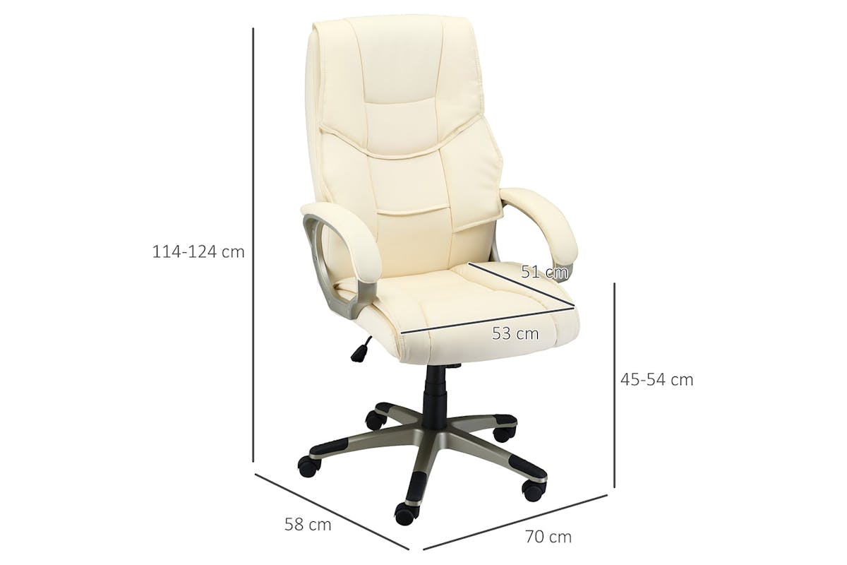 Homcom Height Adjustable Office Chair with Gold Effect | Cream-7