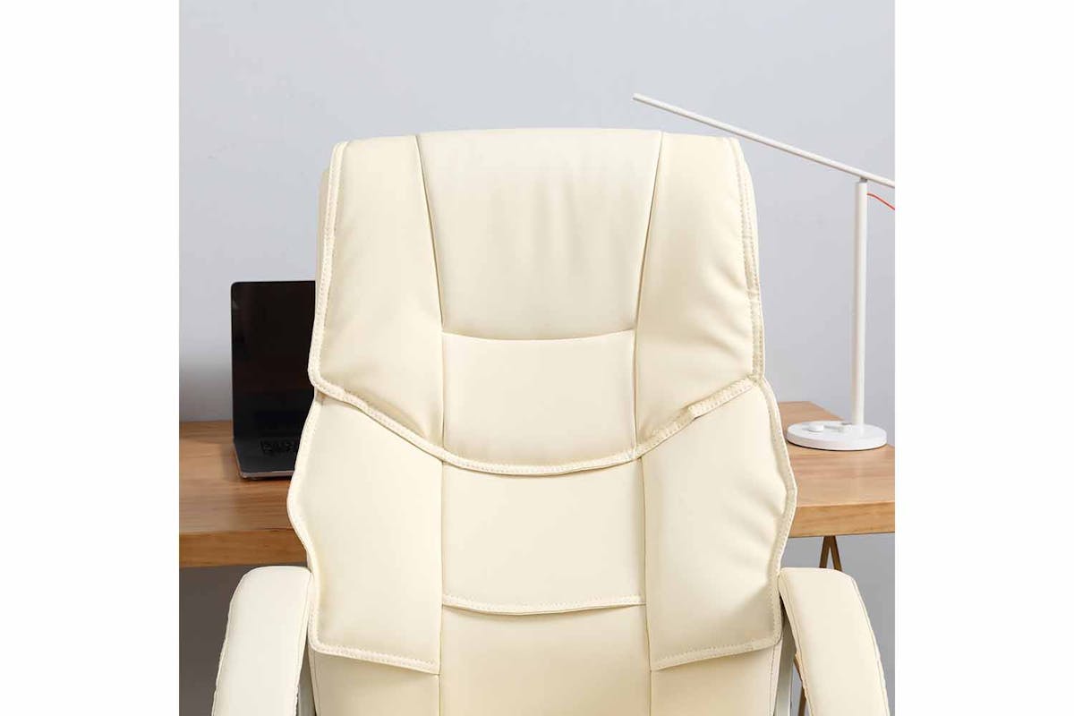 Homcom Height Adjustable Office Chair with Gold Effect | Cream-5
