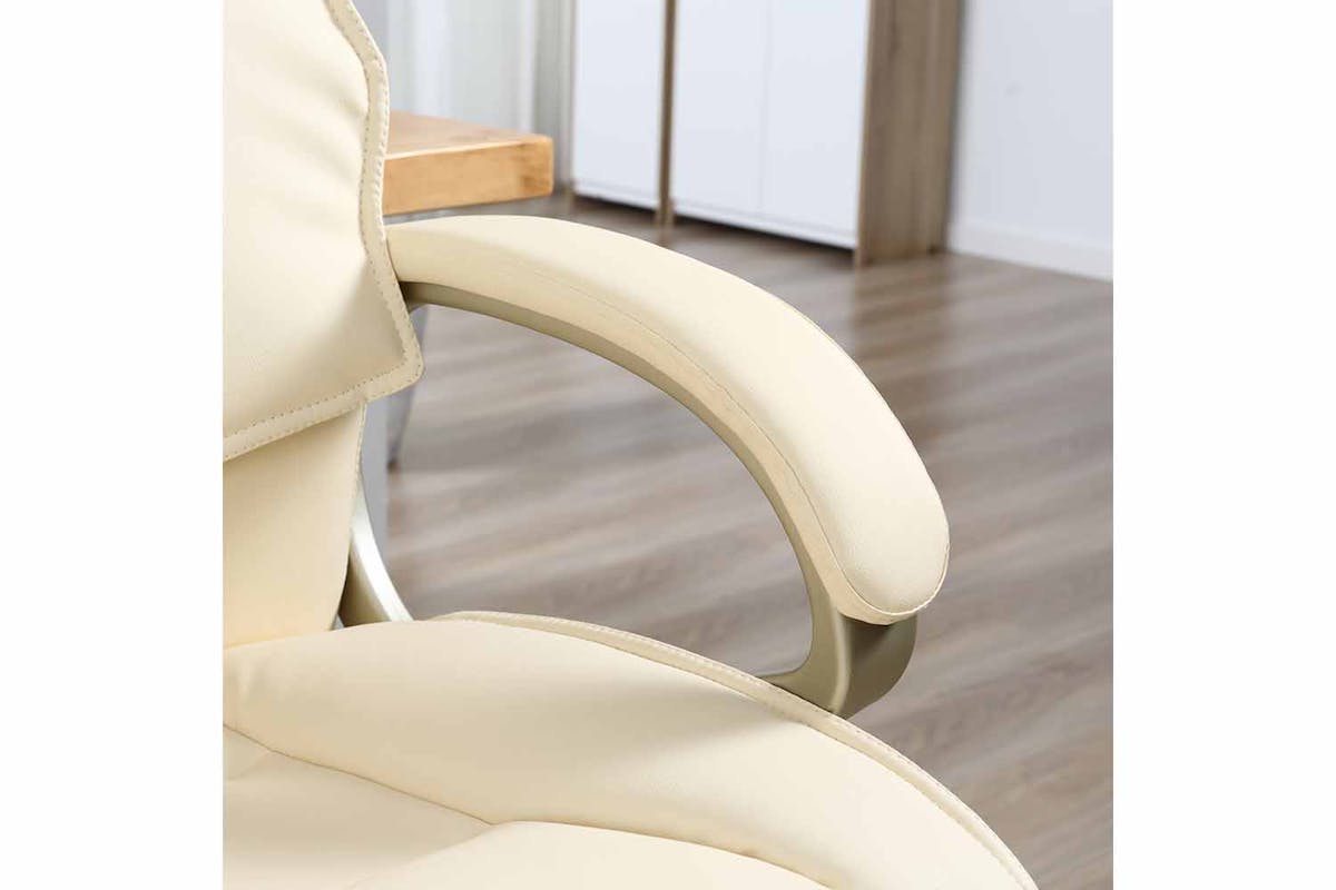 Homcom Height Adjustable Office Chair with Gold Effect | Cream-6