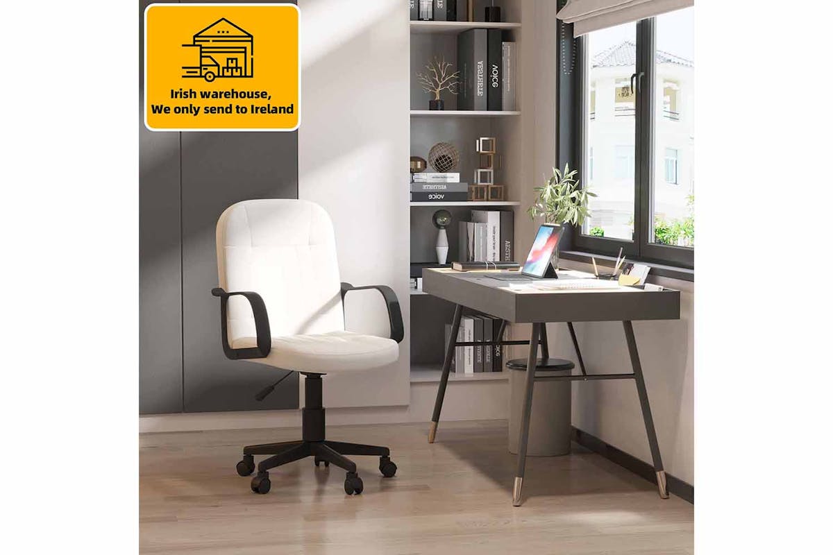 Homcom Swivel Office Chair | White/Cream-2