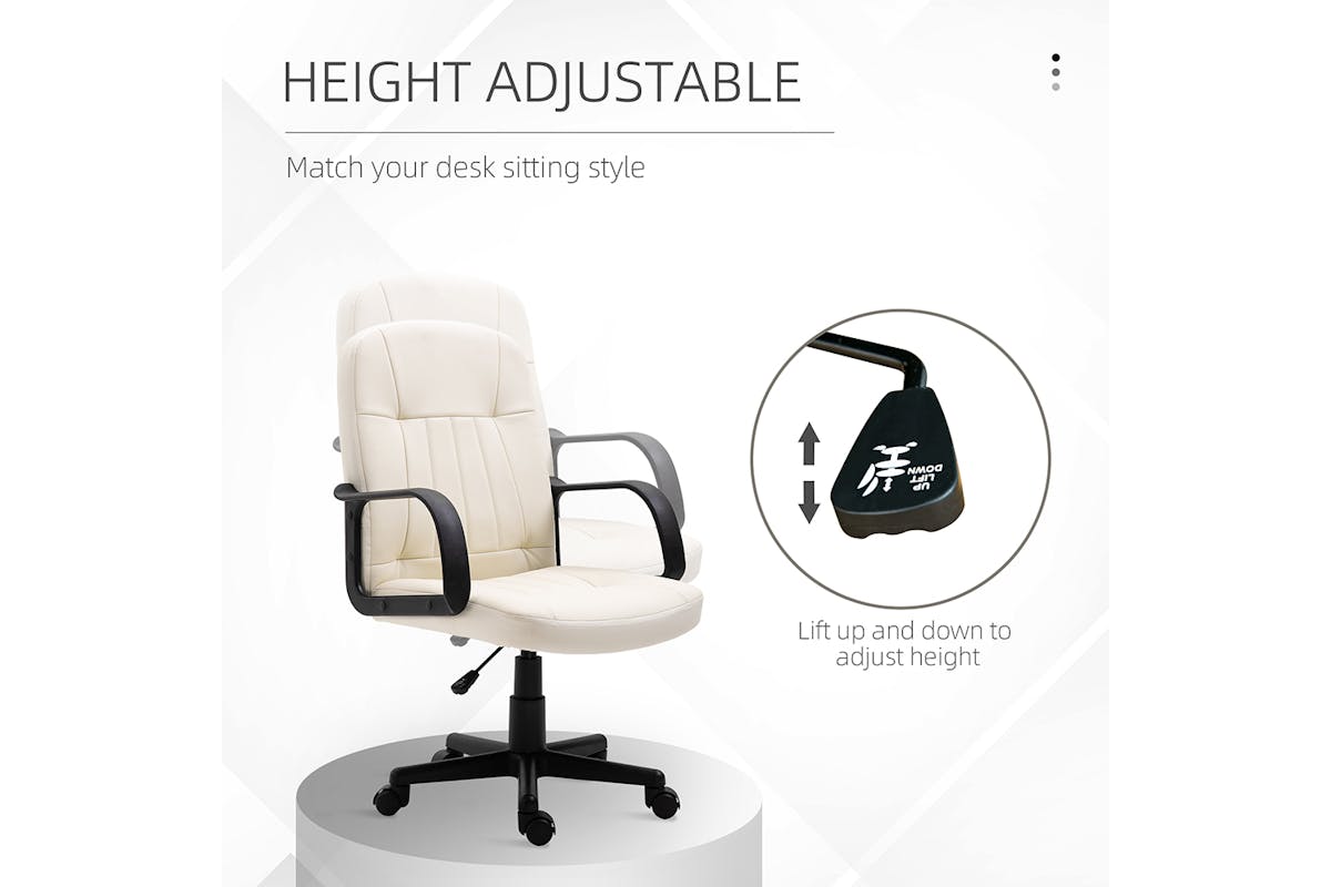 Homcom Swivel Office Chair | White/Cream-3