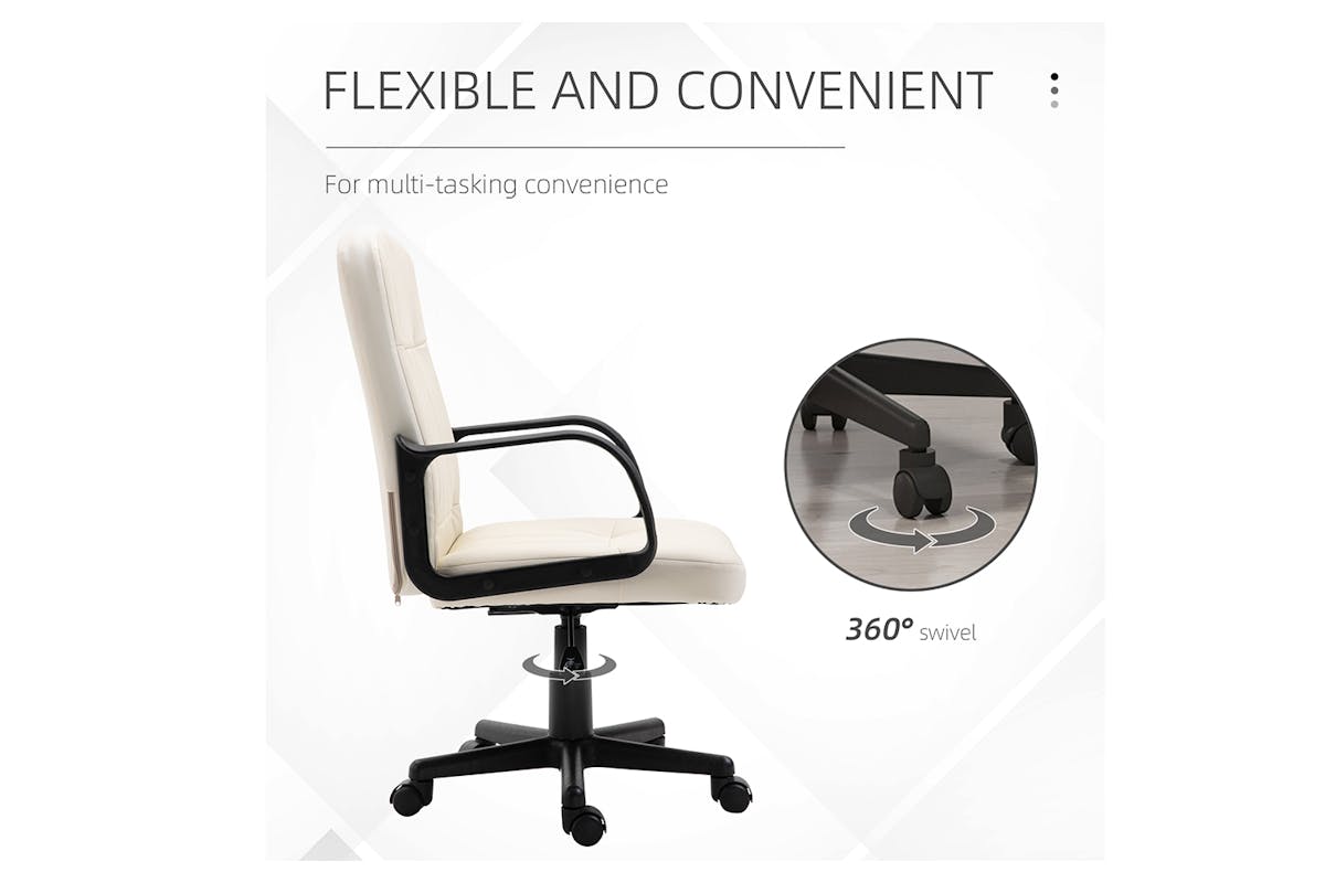 Homcom Swivel Office Chair | White/Cream-4