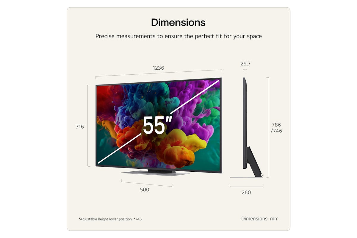 LG QNED86 55" Mini LED Evo AI 4K Ultra HD Smart TV (2026) | 55QNED86B6B.AEI-3