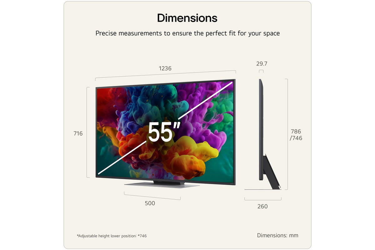 LG QNED86 55" Mini LED Evo AI 4K Ultra HD Smart TV (2026) | 55QNED86B6B.AEI-3