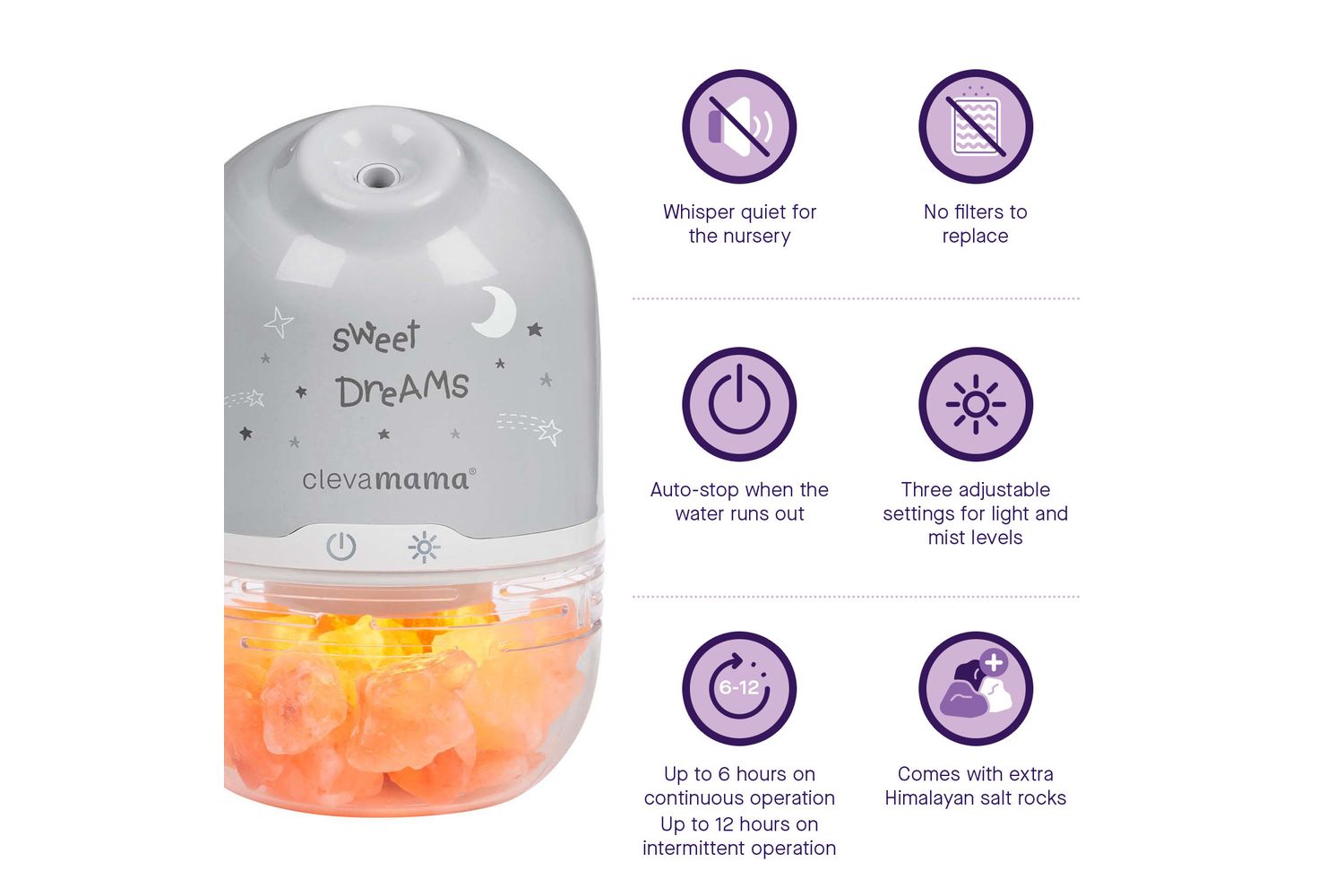 Clevapure Himalayan Salt Lamp Humidifier Night Light-4