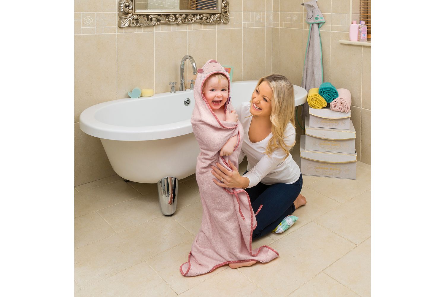 Bamboo Extra Large Apron Baby Bath Towel - Pink Vat At Zero Rate-8