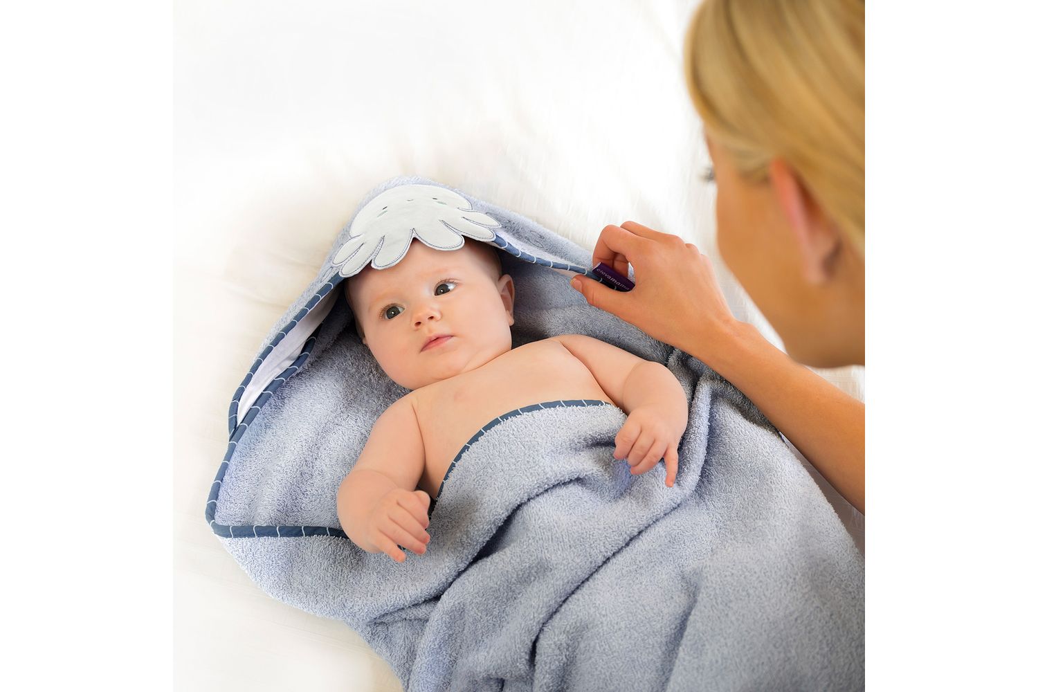 Bamboo Extra Large Apron Baby Bath Towel - Blue Vat At Zero Rate-2