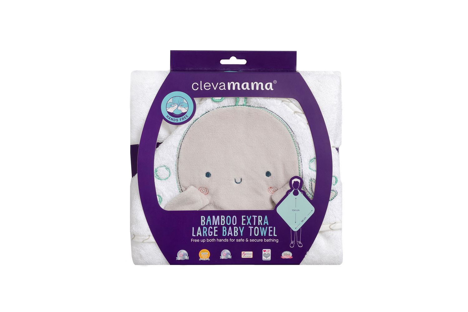 Bamboo Extra Large Apron Baby Bath Towel - White Grey -vat At Zero Rate-5
