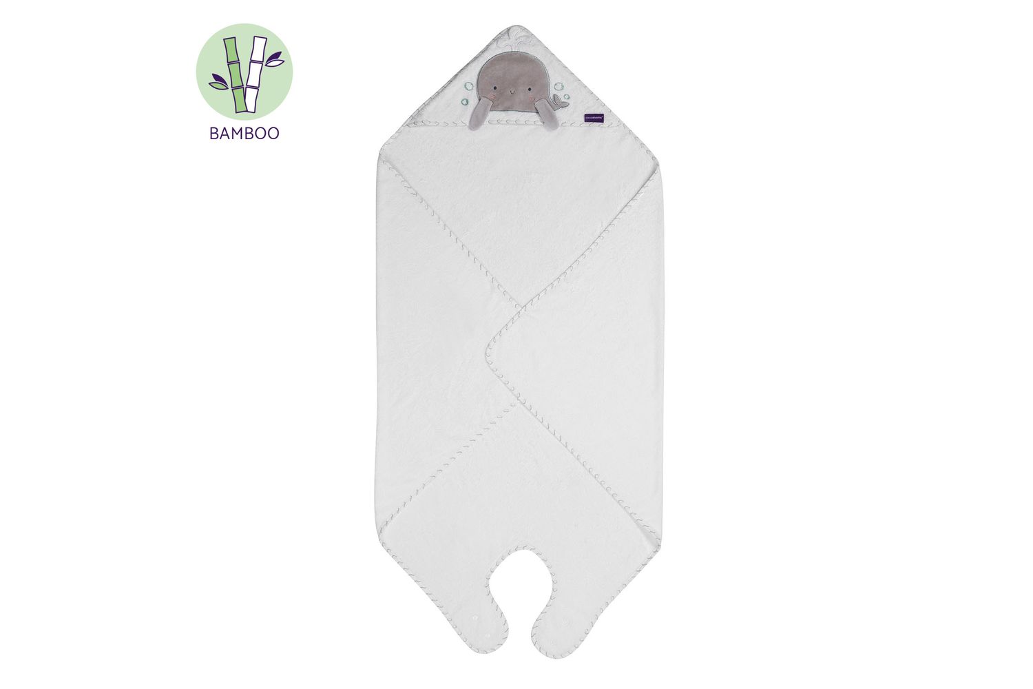 Bamboo Extra Large Apron Baby Bath Towel - White Grey -vat At Zero Rate-6