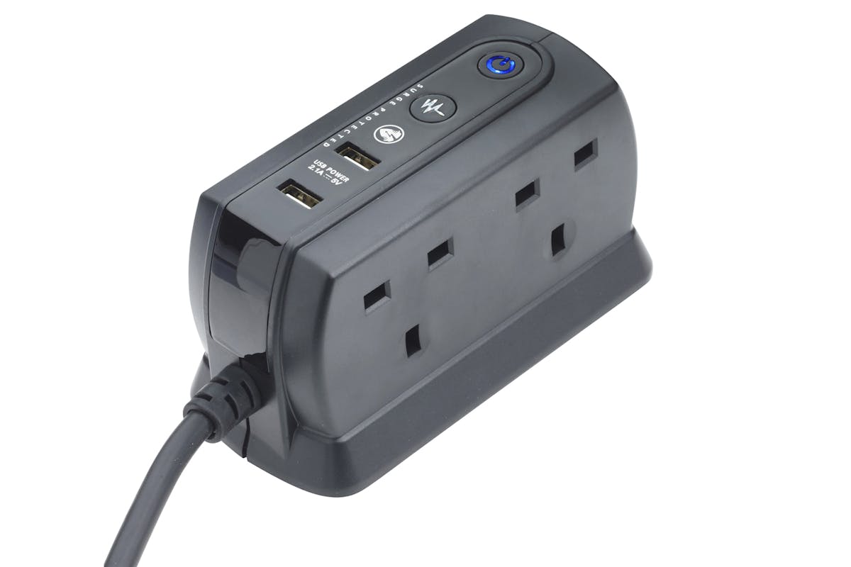 MasterPlug 4 Socket Compact Surge USB Extension Lead | 58-SRGDU41MB2