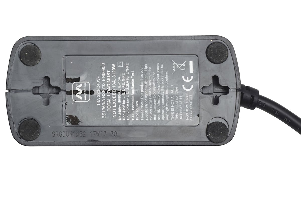 MasterPlug 4 Socket Compact Surge USB Extension Lead | 58-SRGDU41MB2-5