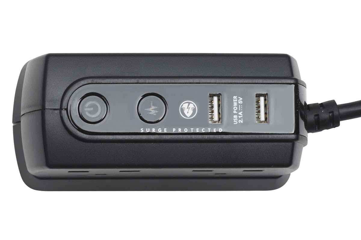 MasterPlug 4 Socket Compact Surge USB Extension Lead | 58-SRGDU41MB2-4