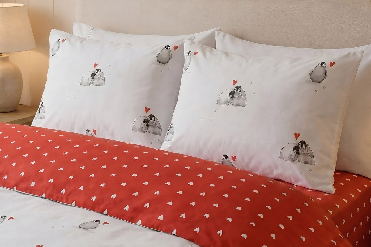 So Soft | Cute Penguins Duvet Cover Set | White | Single-3