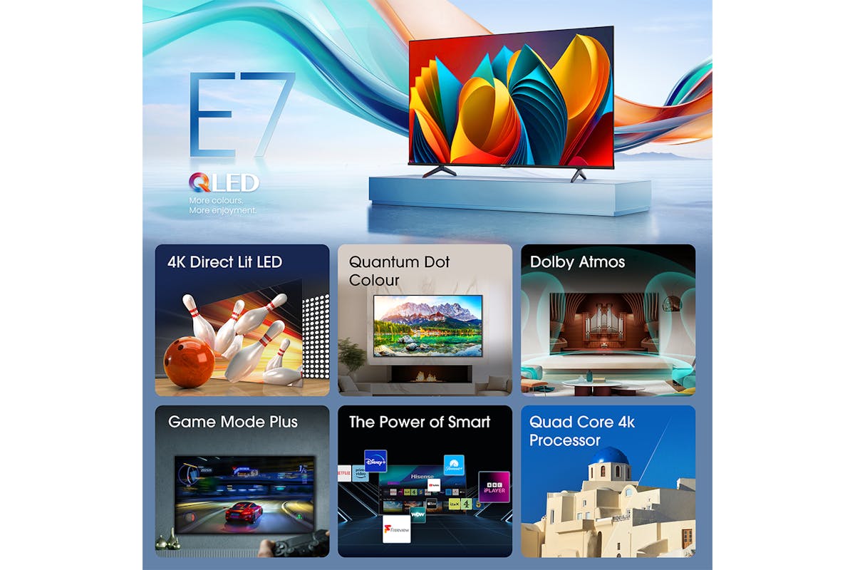 Hisense 55" E7 Pro 4K QLED HDR 144HZ Smart TV | 55E71NQPR-5