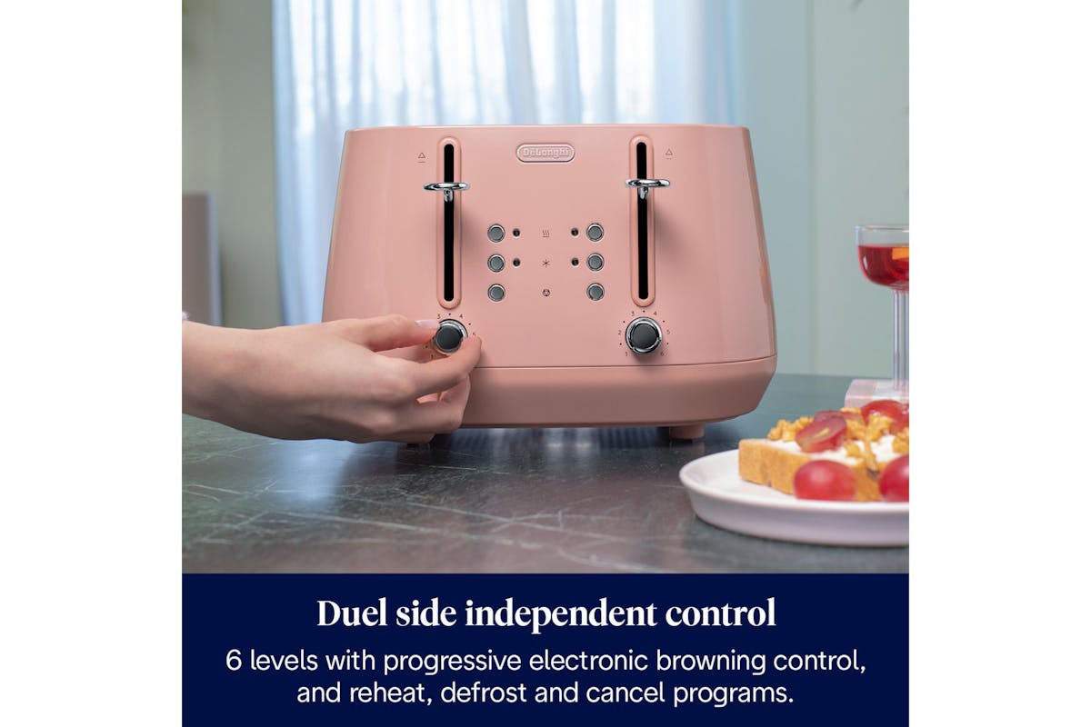 Delonghi Eclettica Playful 4 Slice Toaster | CTY4003.PK | Pink-5