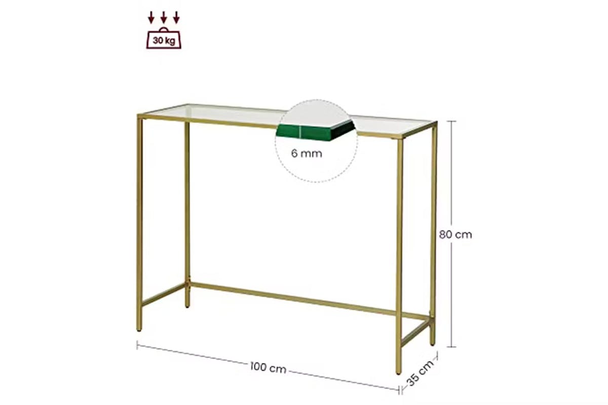 Vasagle Console Table | Gold/Transparent [Ex-Display - DC250587-000092]-4