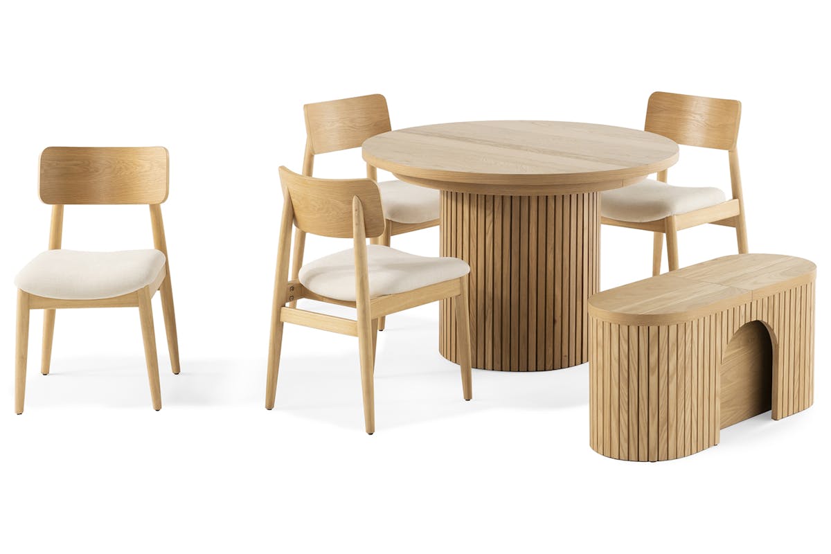 Transformer Round Chair | Cream/Scandinavian Oak | Set of 2-6