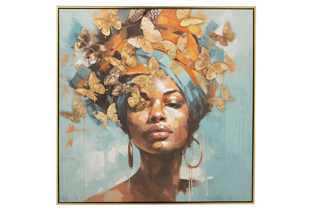 Butterfly Framed Print Canvas | Multicolour | 82 x 82 cm