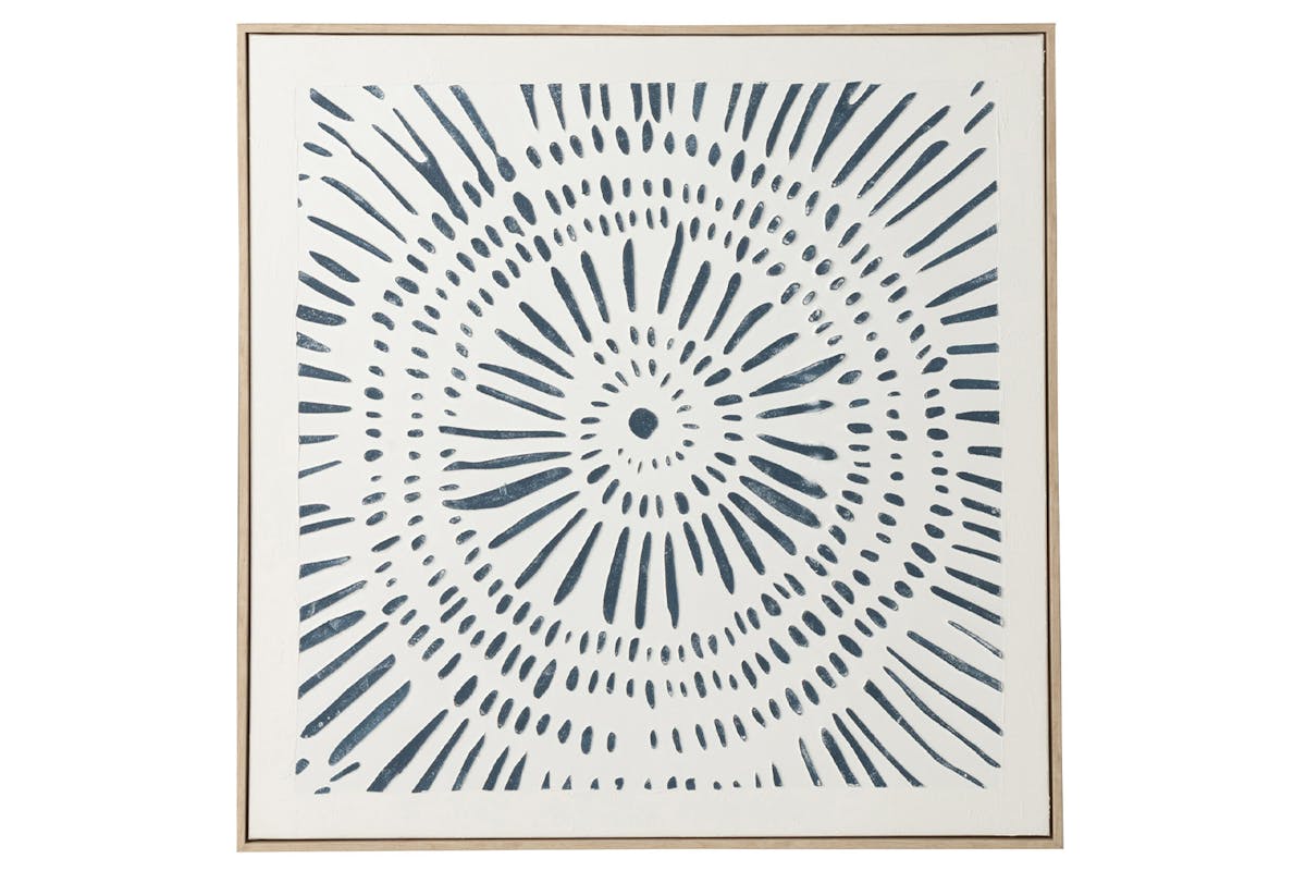 Circle Pinewood Framed Print Canvas | White/Blue | 80 x 80 cm