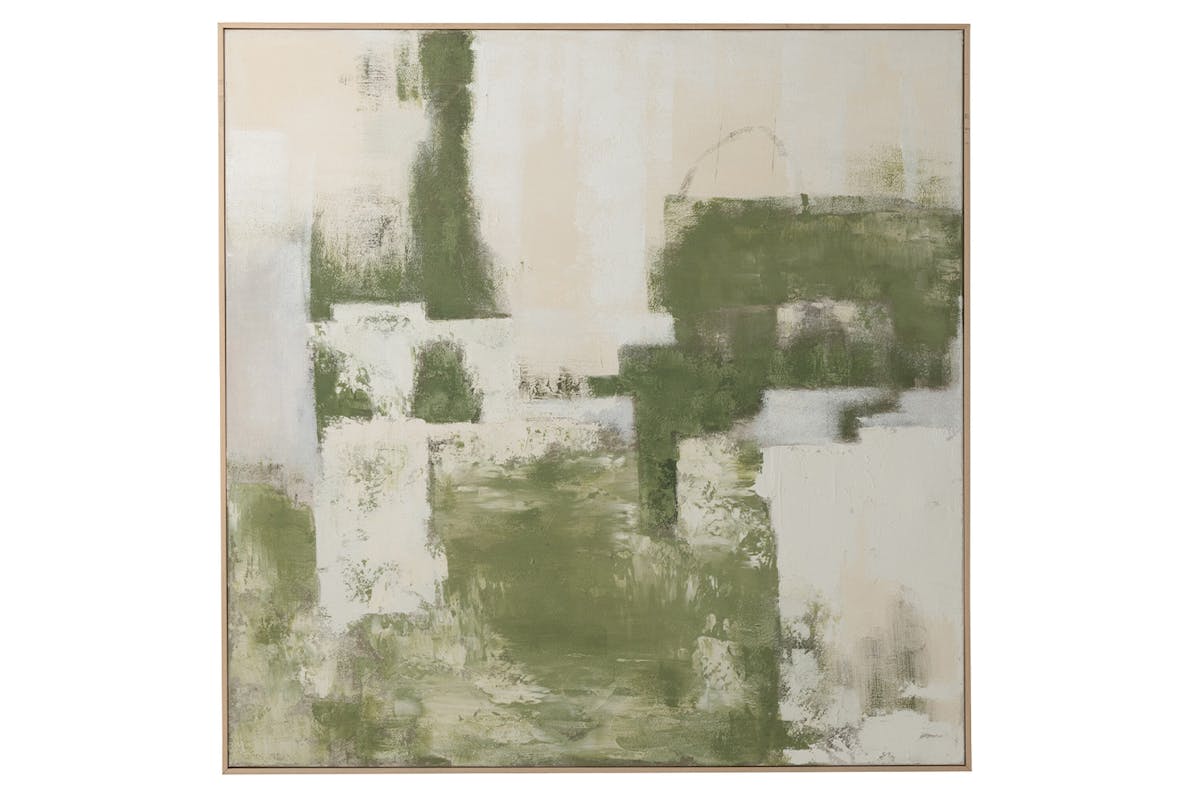 Abstract Pinewood Khawhi Framed Print Canvas | Green/White | 120 x 120 cm